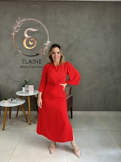 VESTIDO ABERTURA LATERAL CINTURA - Elaine Moda Feminina