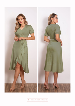 VESTIDO CANELADO COM TRANSPASSE - VIA TOLENTINO