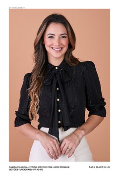 CAMISA LIGIA EM VISCOSE COM LUREX PREMIUM TATÁ MARTELO