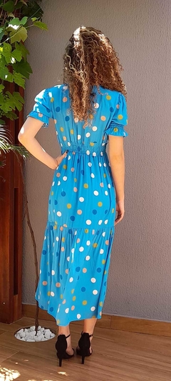 VESTIDO MIDI POÁ - EMBEA - MODA EVANGÉLICA