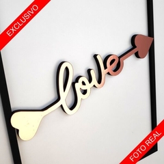 Kit Quadro Decorativo Love Cupido Amor Rosé Gold Espelhado - 3K Garagem Criativa