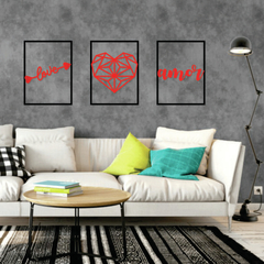 Kit Quadro Decorativo Love Cupido Amor Vermelho Alto Brilho