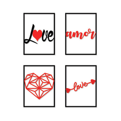 Kit Quadro Decorativo Amor Love Diamante Vermelho AltoBrilho - comprar online