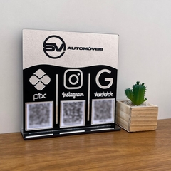 Placa 3 QR Code PIX Acrilico Espelhado Logo Pix Insta Wifi - loja online