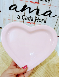 PLATO CORAZON CHATO ROSA