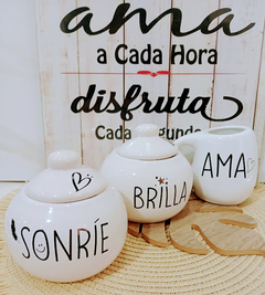 SET MATERO BLANCO DE CERAMICA FRASES (sin eleccion)