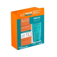 Kit Avène Protetor Solar Facial Mat Perfect Fluido Antiacne FPS60 40g + Gel de Limpeza Profunda Cleanance 60g