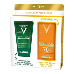 Kit Idéal Soleil Purif Oil Fr Vichy FPS70 40g +Normaderm 40g