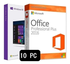 MICROSOFT WINDOWS 10 PRO + OFFICE 2016 PROFESSIONAL ( 10 MÁQUINAS ) 32/64 BITS