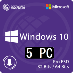 Microsoft Windows 10 Pro - 32 / 64 Bits - ( 5 MÁQUINAS )+ Nota Fiscal