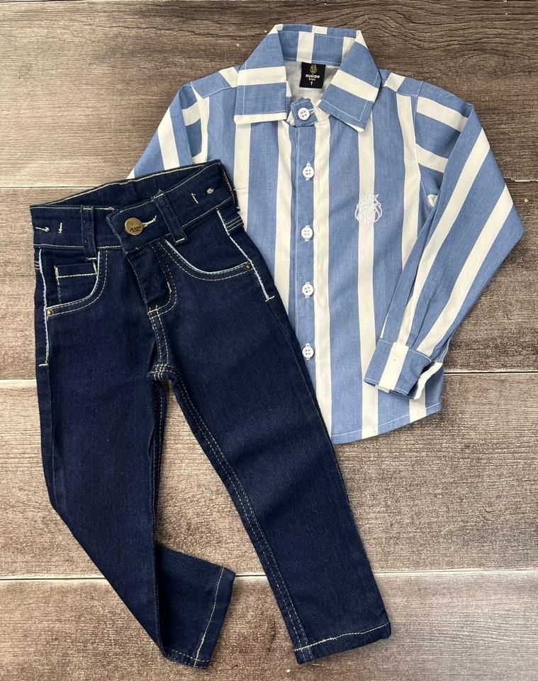 Conjunto Casual Enrico - (2 peças) - Camisa Linho, Calça Jeans