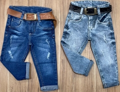 Imagem do Calça Jeans Tradicional Infantil com Cinto Courinho