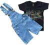 Conjunto de Jardineira Jeans Clara e Camiseta Style (2 peças)