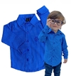 Camisa Social M/L Bolinhas - Azul Royal