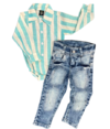 Conjunto Social Gui - (2 peças) Camisa Baby-Body, Calça Jeans