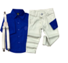 Conjunto Social Calebe - (4 peças) - Calça Bege, Camisa Azul Royal, Gravata e Suspensório Bege