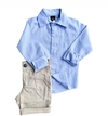 Conjunto Social Rafael - (2 peças) - Camisa Azul Claríssimo, Bermuda Bege