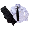 Conjunto Social Marcos - (3 peças) - Camisa Branca, Calça Preta e Gravata Chefinho