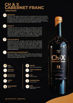 Vinho CH&X Edição Limitada 50 anos Cabernet Franc 750ml + Kit Premium (Caixa Piano + 2 Taças + Homenagem do Artista) na internet