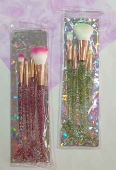 set de brochas sirena con Glitter x 4