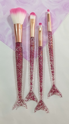 set de brochas sirena con Glitter x 4 - comprar online