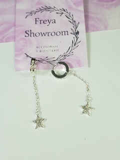 argolla ancha 15mm acero blanco con strass y cadena con dije de estrella con strass - comprar online