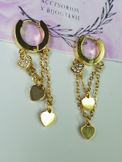 argolla acero dorado con cadenas dijes y strass