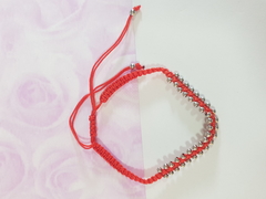 pulsera de hilo rojo tejido con bolitas de ACERO QUIRÚRGICO - comprar online