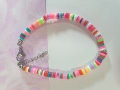 Pulsera de fimo con arandelitas y terminal en ACERO QUIRÚRGICO