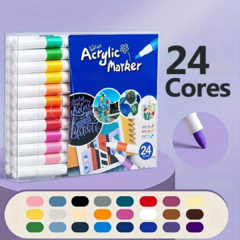 Canetas markers com tinta acrílica - kit 24 cores