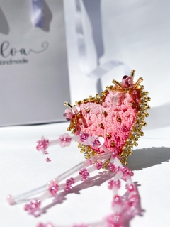 Pink heart brooch - comprar online