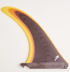 Imagem do Quilha para prancha de surf monoquilha - Single Fin 9" Progressiva - Cor vinho e amarelo - Material importado