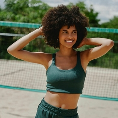 Top Cropped Regata Textura Verde Folha - comprar online