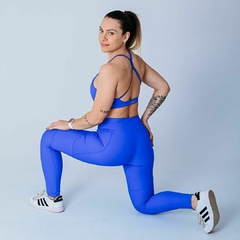 Legging Recortes e Bolsos Azul Oceano na internet