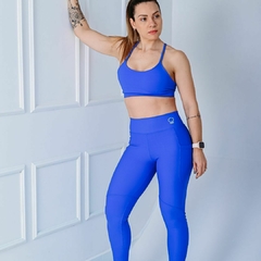 Legging Recortes e Bolsos Azul Oceano - LIMONV! SPORT