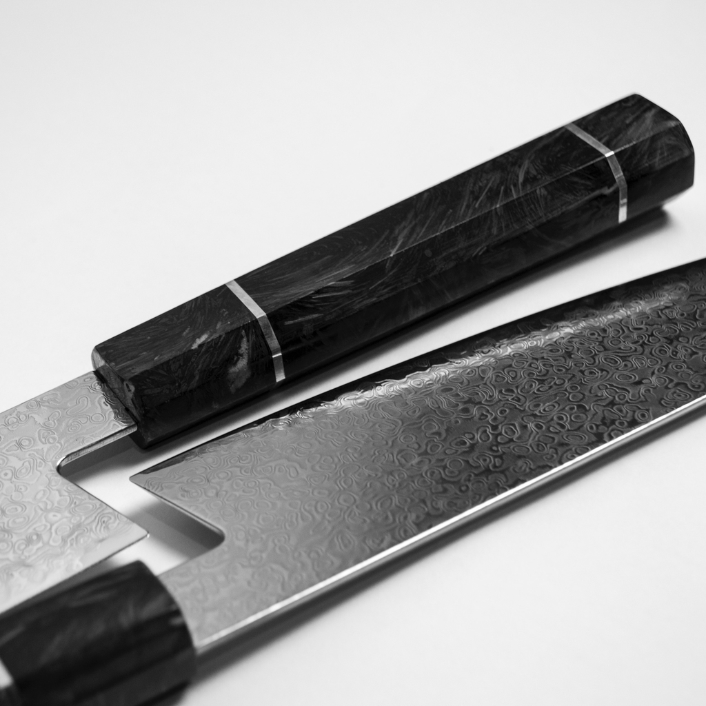 KYOKU Daimyo Series - Cuchillo japonés de hoja de Damasco, martillada, con  núcleo de acero VG10, con funda y estuche