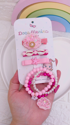 Hairclips + kit pulseiras - Doce Menina de Laço