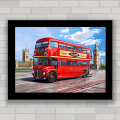 Quadro ônibus de dois andares vermelho no Big Ben em Londres .