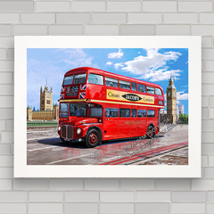 Quadro para sala com pôster de ônibus vermelho em Londres .