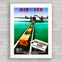 Quadro decorativo propaganda companhia aérea antiga .