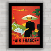 Quadro decorativo propaganda anúncio companhia aérea antiga .