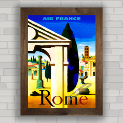 Quadro decorativo propaganda companhia aérea antiga Roma .