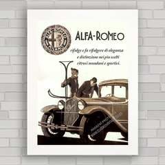 Quadro decorativo propaganda anúncio carro antigo Alfa Romeo .