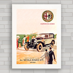 Quadro decorativo propaganda anúncio carro antigo Alfa Romeo .