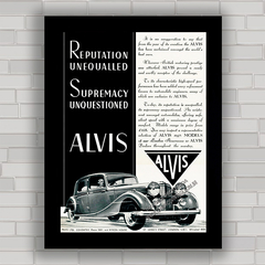 Quadro decorativo com pôster de carro antigo da marca Alvis .