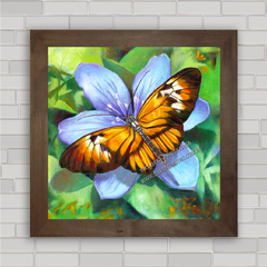 Quadro decorativo com pôster de borboleta e flor