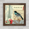 Quadro decorativo pássaro em Paris