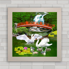 Quadro decorativo com pôster de cisnes brancos