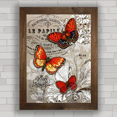 Quadro decorativo borboletas e folhagem