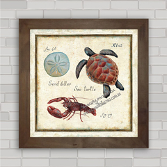 Quadro decorativo lagosta e animais marinhos